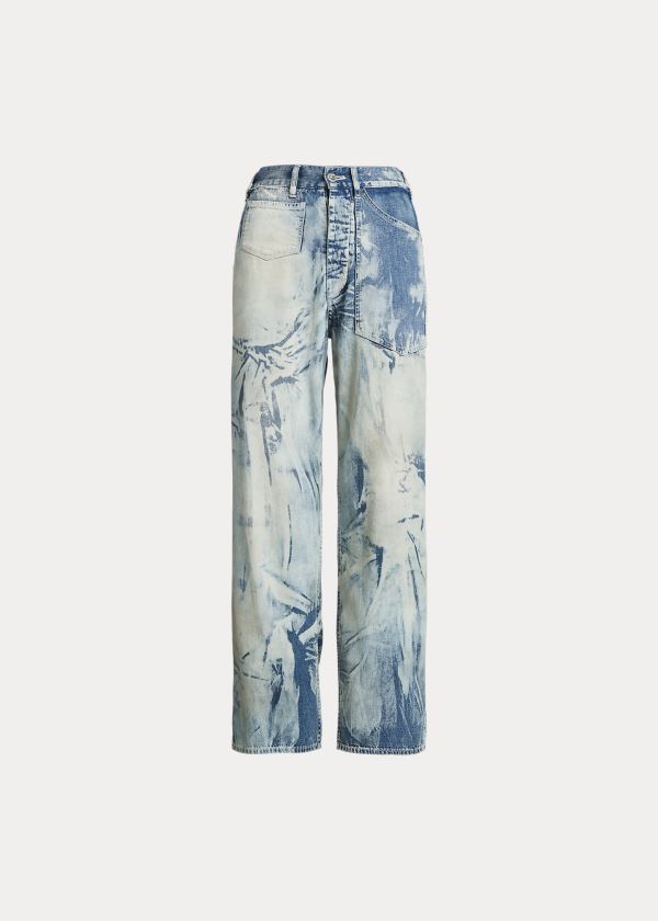 Calças De Ganga Ralph Lauren Bleached Work Mulher 23950-UOJB